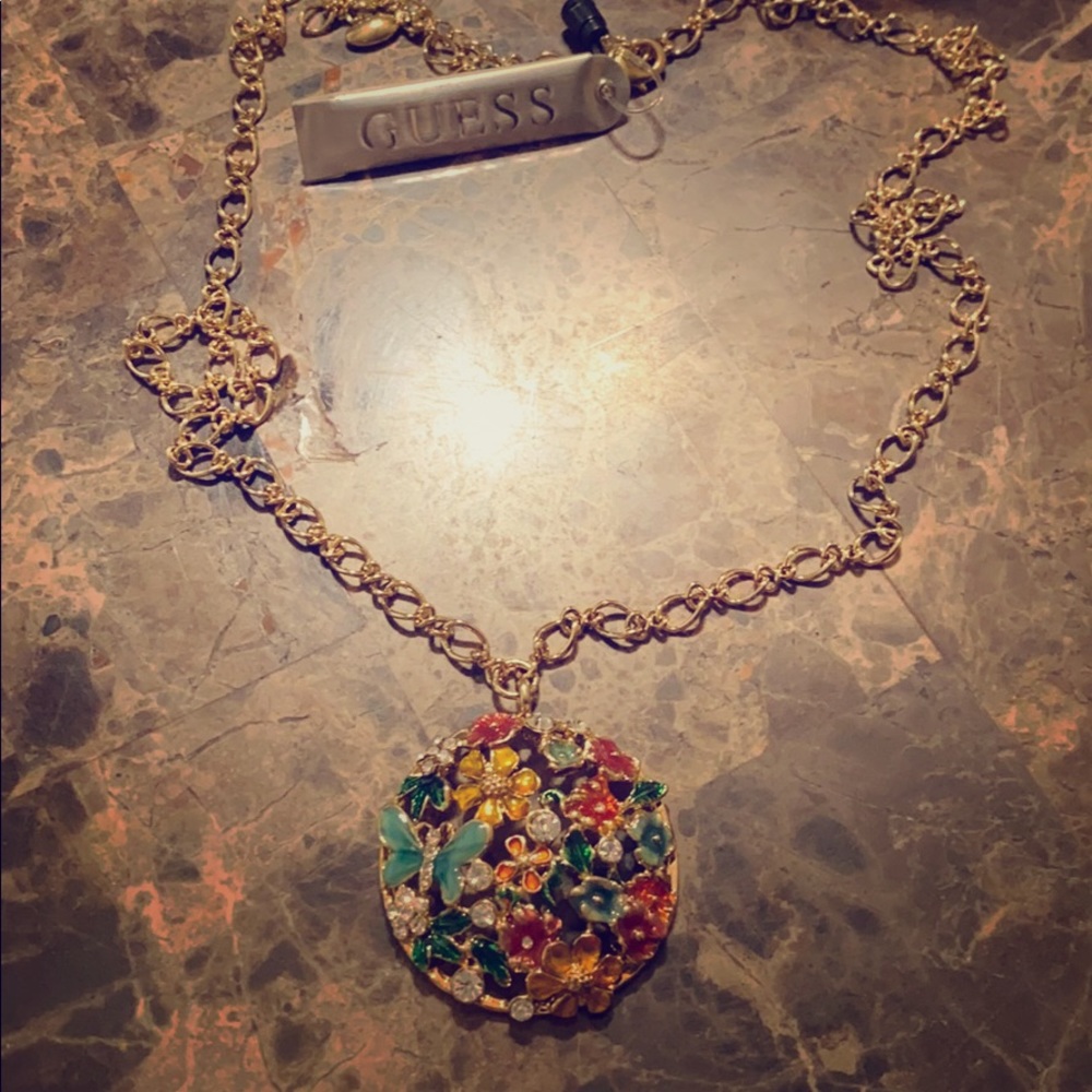 Guess Long Flower Necklace